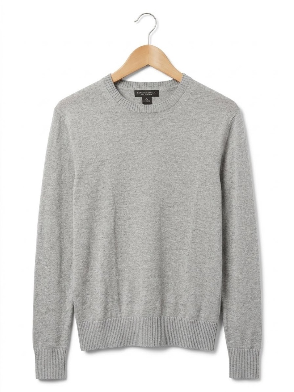 Banana Republic Men's Silk and Cashmere Crewneck Sweater - Light Grey